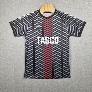 Hummel Shirt Mens Medium Black TASCO Soccer Jersey Chevron Raglan Short Sleeve
